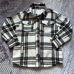 Avec Les Filles green brown and cream colored flannel sweater jacket Shacket M